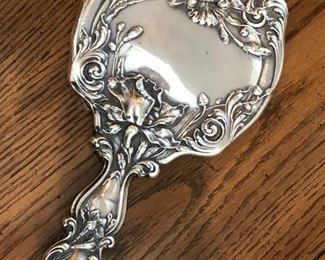 Late 19th to early 20th century Art Nouveau sterling silver dresser mirror
