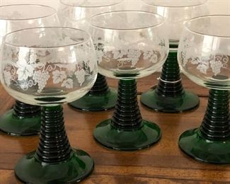 Vintage French etched wine glasses