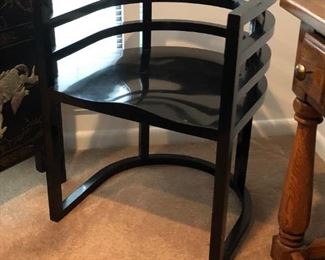 Black lacquer curved back modernist chair