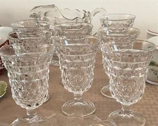 Set of Fostoria American water/iced tea goblets and pitcher