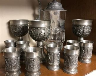 Vintage German pewter drink ware