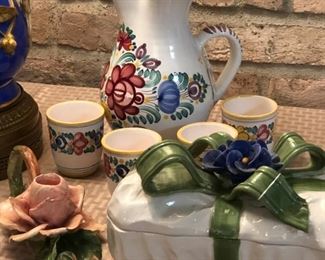Italian and Slovakian hand-painted pottery