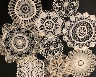 LOTS of hand-tatted lace doilies and coasters