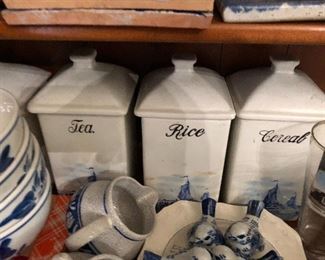 blue & white china, canister & condiment sets, Delft, KLM, 