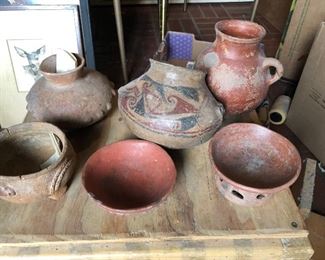 pre-columbian chupicuaro pottery from Mexico stored in glass cabinet for 50+ years