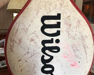 Pro Tennis greats signed racket cover with Arthur Ashe, Rod Laver and more