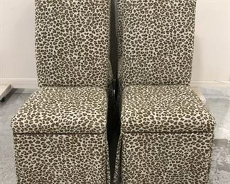 Four Leopard Print Parsons Chairs