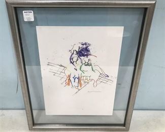 Laurel Schooler Framed Drawing and Watercolor