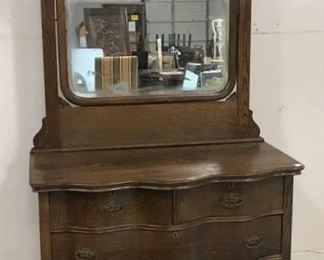 Vintage Oak Serpentine Dresser