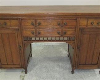 French Two Pedestal Oak Sideboard
