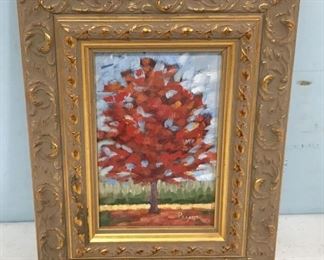 Painting of Red Leaves Tree by Pryor Buford Graeber