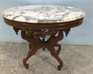 Victorian Reproduction Marble Top Lamp Table