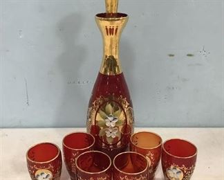 Bohemian Czechoslovakian Cordial Set