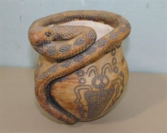 Rattle Snake Pottery Vase by Andrea Winters