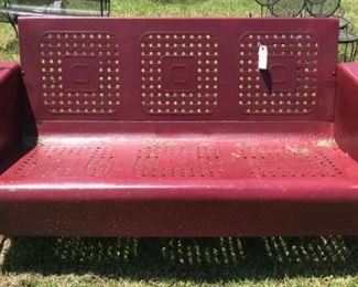 Vintage Maroon Metal Glider