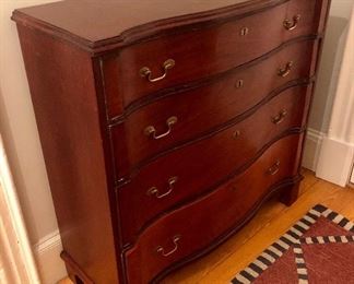 Custom crafted 4-drawer chest with serpentine front - very narrow!