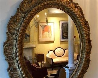 18th C transitional mirror, original gilt, baroque features - this item is in stunning antique condition!