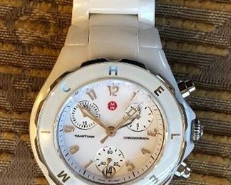 Michele Tahitian Jelly Bean White and Silver Chronograph 