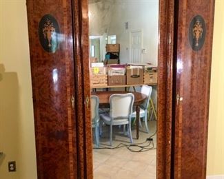 Exquisite Antique  French Art Deco Armoire, Inlaid Rosewood Marquetry