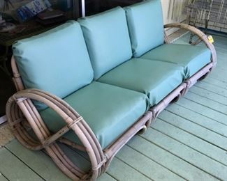 1940 Turned Bamboo 3-Section Outdoor Couch