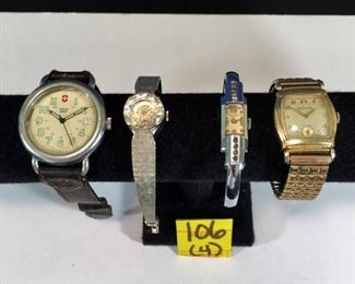 Swiss Army watch, Woman's Cheffield Swiss watch, Bracelet watch by Baume Mercier Genève Swiss watch # 572380 20112, Gruen Men's watch (4)