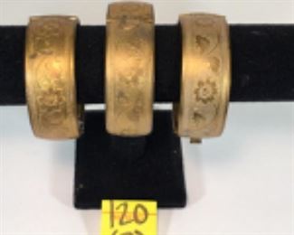 1920 Brass etched bangle bracelets (3)