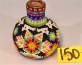 Central American Huichol Indian beaded pottery