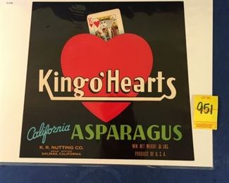 1930's crate label; King O' Hearts Asparagus