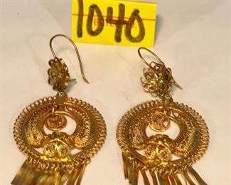 Gold Tone Frida Chandelier Earrings, Filigree design