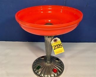 1920s French glass pedestal dish