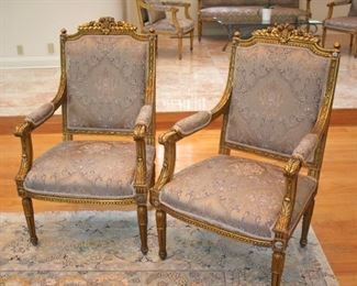 French Parlor Sets – Gold Leaf Frames + 5 Piece