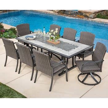 COSTCO 9PC WOVEN DINING SET