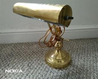 Brass office desk lamp. Adjusting head.