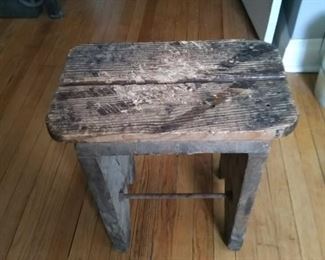 Primitive old barn stool. Heavy, solid, beautiful!