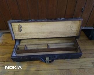 Antique hand made wood workers tool box. 