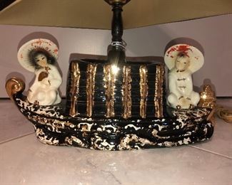 Vintage Premco TV Console Oriental Style Lamp 1950s