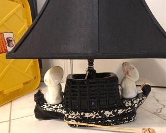 Vintage Premco TV Console Oriental Style Lamp 1950s