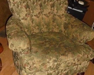 1 of 2 matching green flower chairs