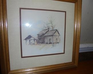 'Ben Hampton' matted/framed 'The Inn' 1973