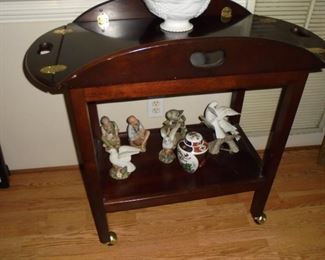 Wood serving cart mahogany