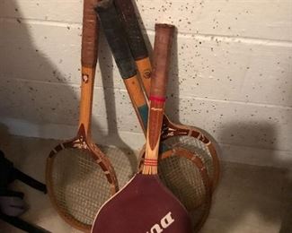 Vintage tennis rackets.