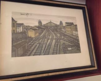 Framed print of railyard.