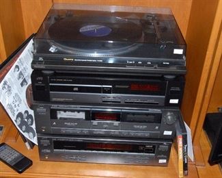 JVC and Technics component stereo system with Bose speakers