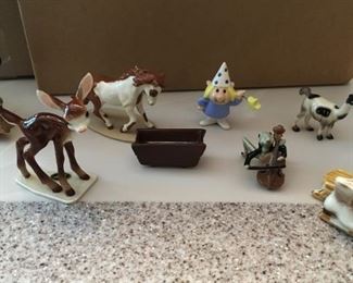 Peregrine Falcon- $25.    Indian Pony, $15. Specialty fawn $18.  Llama (with eye whites!), water trough,  $20 each.  Grasshopper bug band member $27.   Loza Electrica Fairy $45.  Acadia salt & pepper shaker $12  
