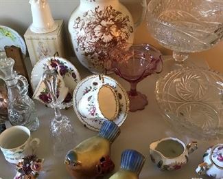 Antique Ironstone , Teacups, pressed glass