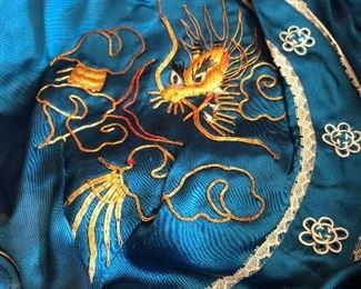 embroidered antique silk pajamas 