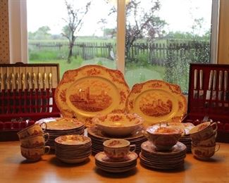 Johnson & Bros. China Set AND Vintage Flatware Sets