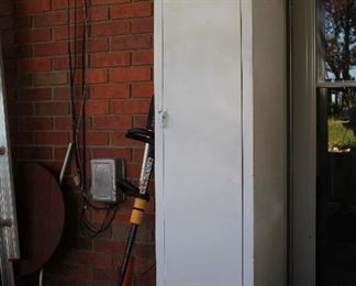 Vintage Metal Storage Cabinet & Weedeaters