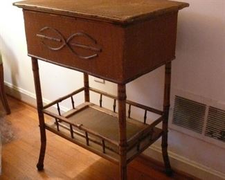 wicker sewing cabinet table