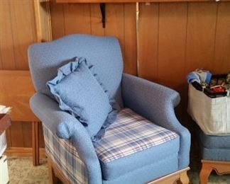 Club chair (1 of 2) with ottoman, also two large matching sofas